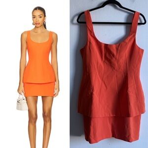 Amanda Uprichard Revolve Sz M Empire Orange Structured Mini Dress